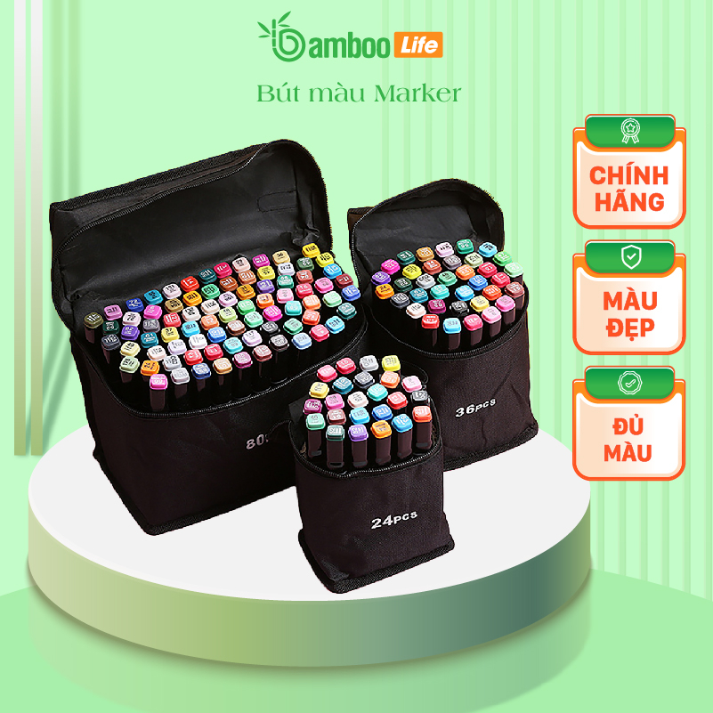Màu nước, bút màu lông Bamboo Life chính hãng màu da, màu marker 2 đầu vẽ tranh