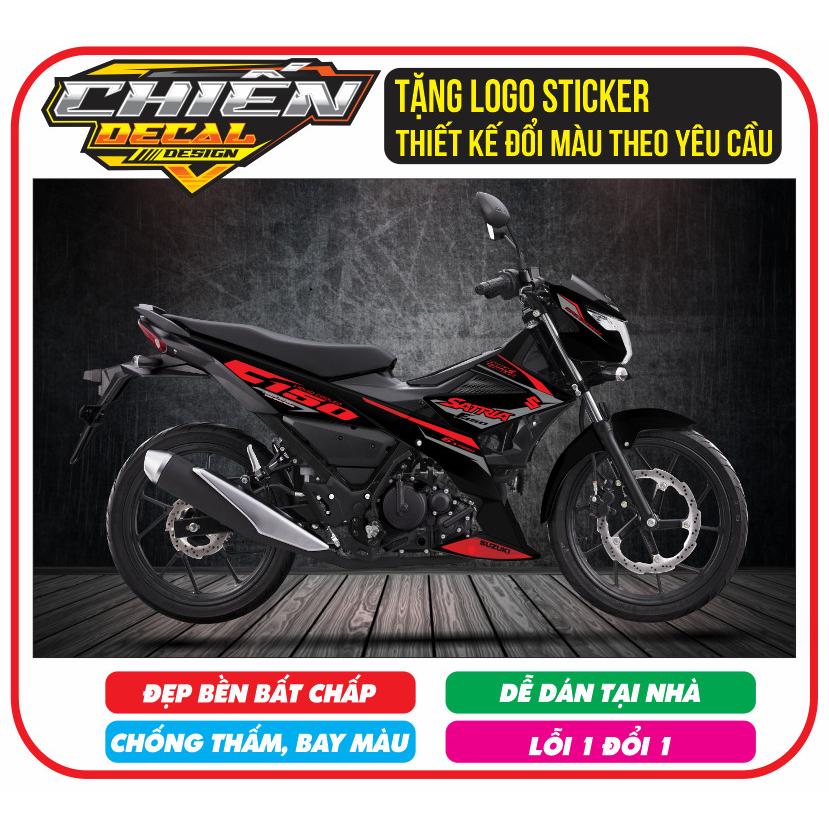 Tem Rời Satria chế Mẫu Zin FI 150 ĐEN đỏ tem satria đỏ đen (tem 3 lớp không bay màu) (MS389)