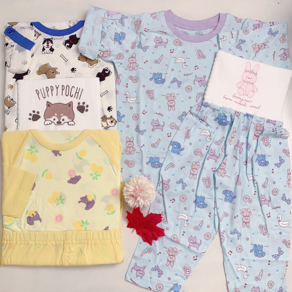 Đồ Bộ Tay Dài Chất Liệu Thun Cotton Cho Bé Trai Bé Gái 10 - 11 Kg