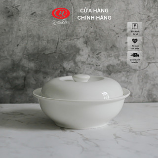 Liễn cơm sứ minh châu trắng trơn - lc18