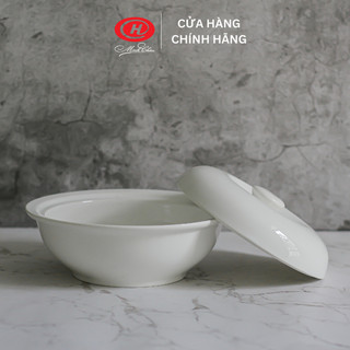 Liễn cơm sứ Minh Châu HC trắng trơn - LC18