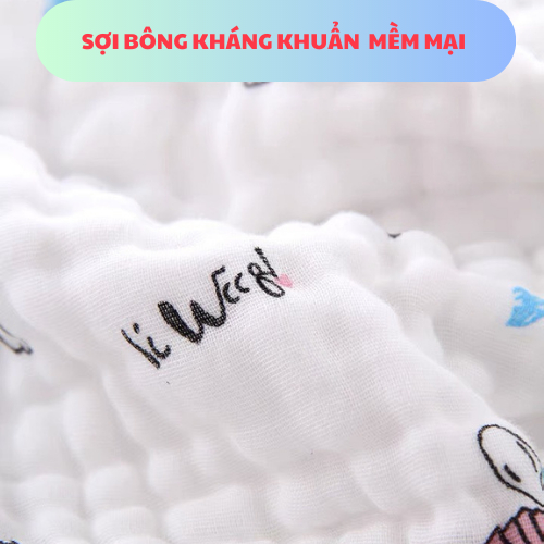 Khăn Xô Nhăn 6 lớp 100% Cotton Siêu Mềm, Khăn Rửa Mặt Cho Bé Hàng Cao Cấp Kích Thước 30x30 cm