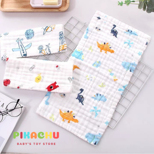 Khăn Xô Nhăn 6 lớp 100% Cotton Siêu Mềm, Khăn Rửa Mặt Cho Bé Hàng Cao Cấp Kích Thước 30x30 cm