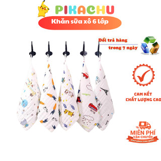 Khăn xô nhăn 6 lớp 100% cotton siêu mềm, khăn rửa mặt cho bé hàng cao cấp kích thước 30x30 cm