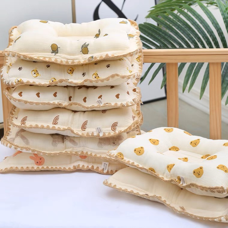 Gối Xô Sơ Sinh  Gối Lõm Chống Méo Đầu Xô Muslin Ruột Bông Tự Nhiên Cho Bé Sơ Sinh Siêu Mềm, Thấm Hút Mồ Hôi Tốt