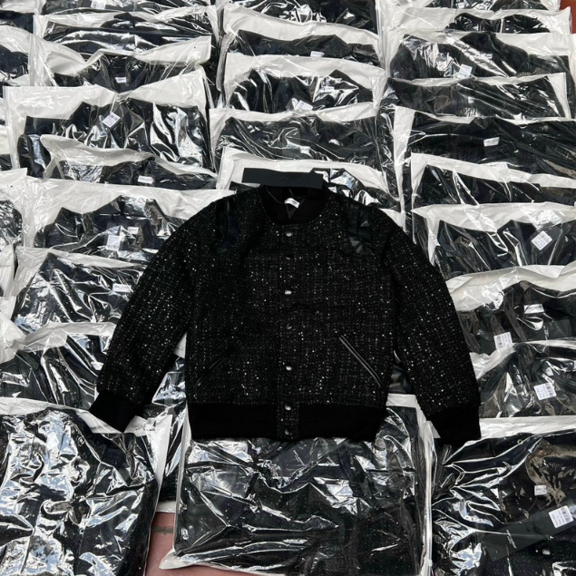 Áo teddy bomber kim tuyến phối viền da cao cấp chống bong chuẩn hàng tàu