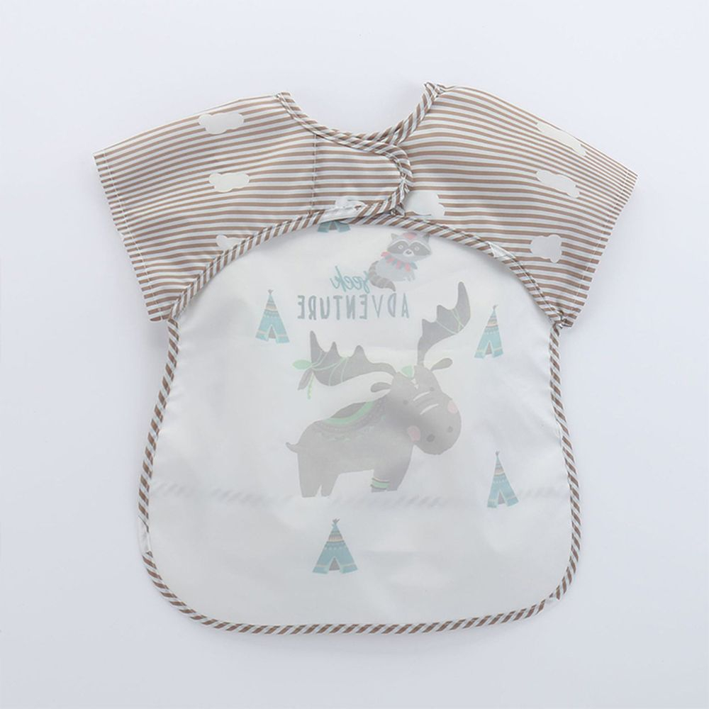 Áo yếm ăn dặm chống thấm nước ngắn tay, có máng hứng thông minh dành cho bé