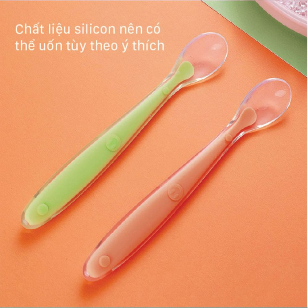 Thìa ăn dặm silicon siêu mềm an toàn cho bé
