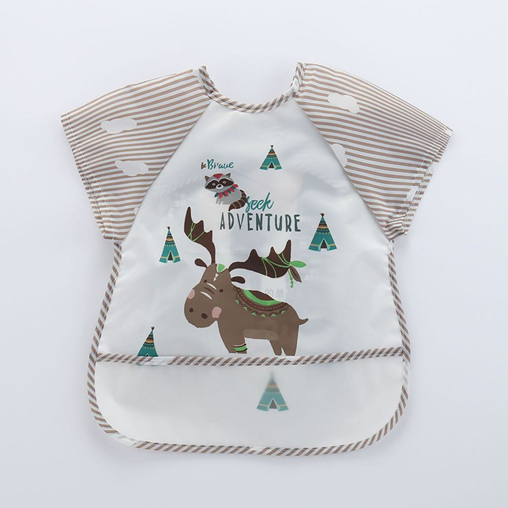 Áo yếm ăn dặm chống thấm nước ngắn tay, có máng hứng thông minh dành cho bé