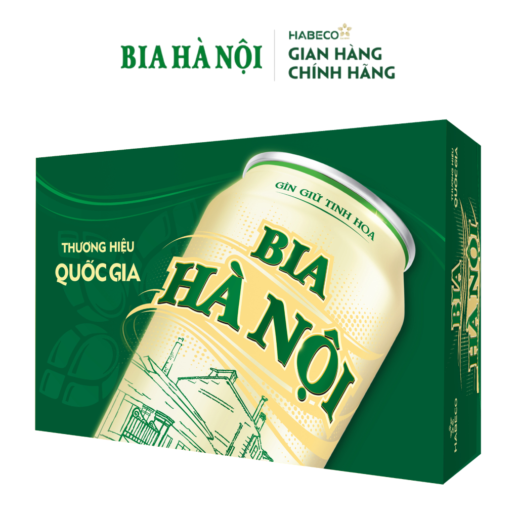 Thùng 24 lon Bia Hà Nội Nhãn Xanh - HABECO (330ml/lon)