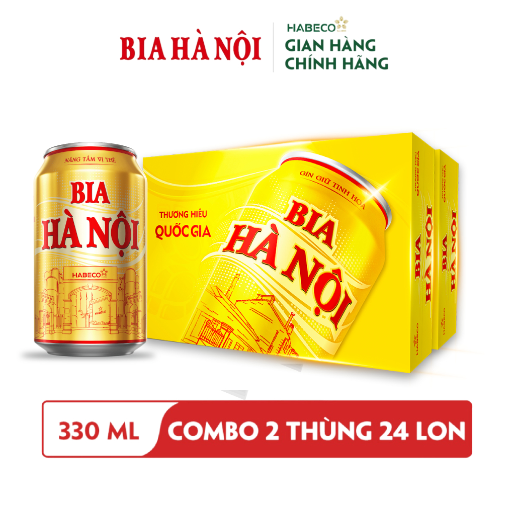 HỎA TỐC HÀ NỘI - COMBO 2 Thùng 24 lon Bia Hà Nội – HABECO (330ml/lon)