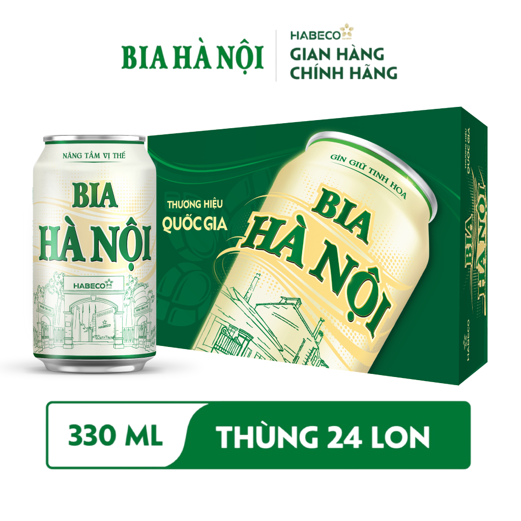 Thùng 24 lon Bia Hà Nội Nhãn Xanh - HABECO (330ml/lon)