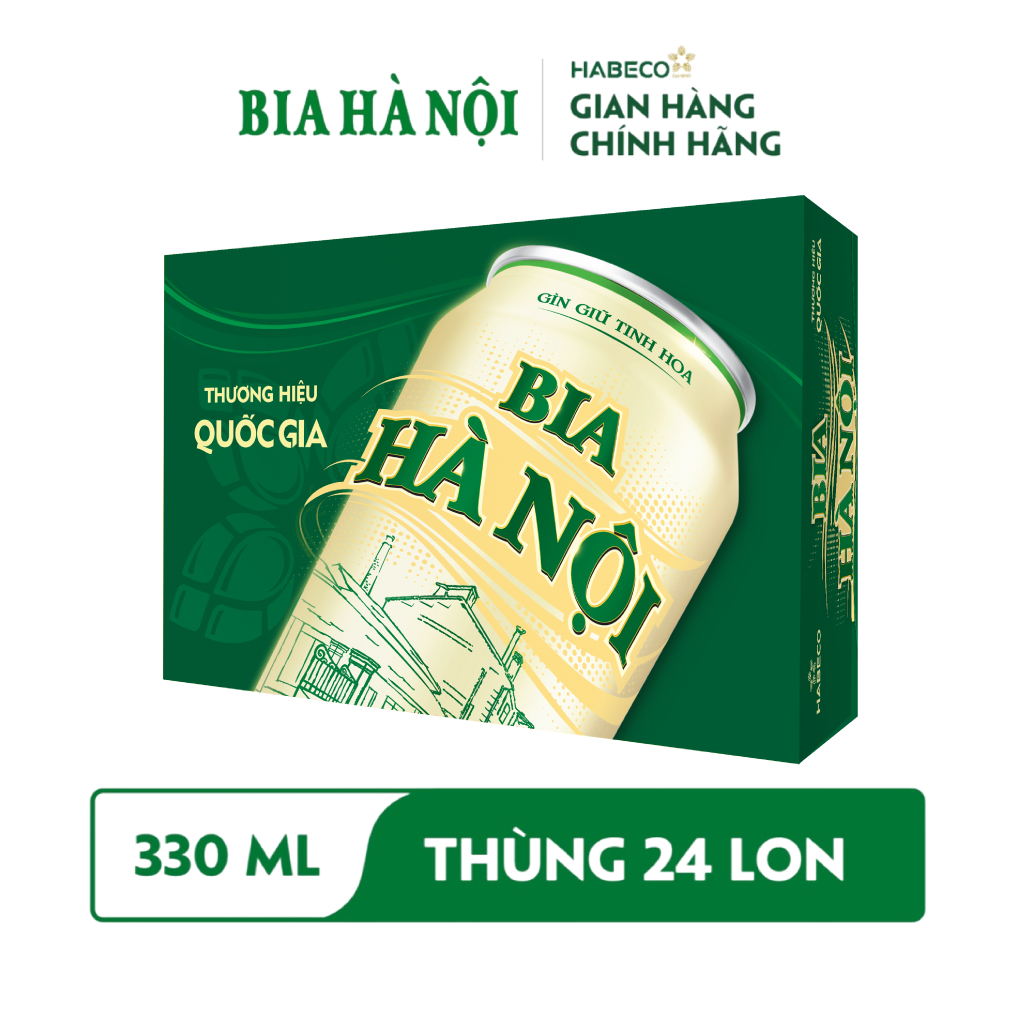 Thùng 24 lon Bia Hà Nội Nhãn Xanh - HABECO (330ml/lon)