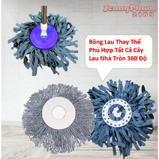 Bông/ miếng lau nhà tròn , miếng lau nhà thay thế cho bộ lau nhà 360 độ siêu thấm hút, siêu bền