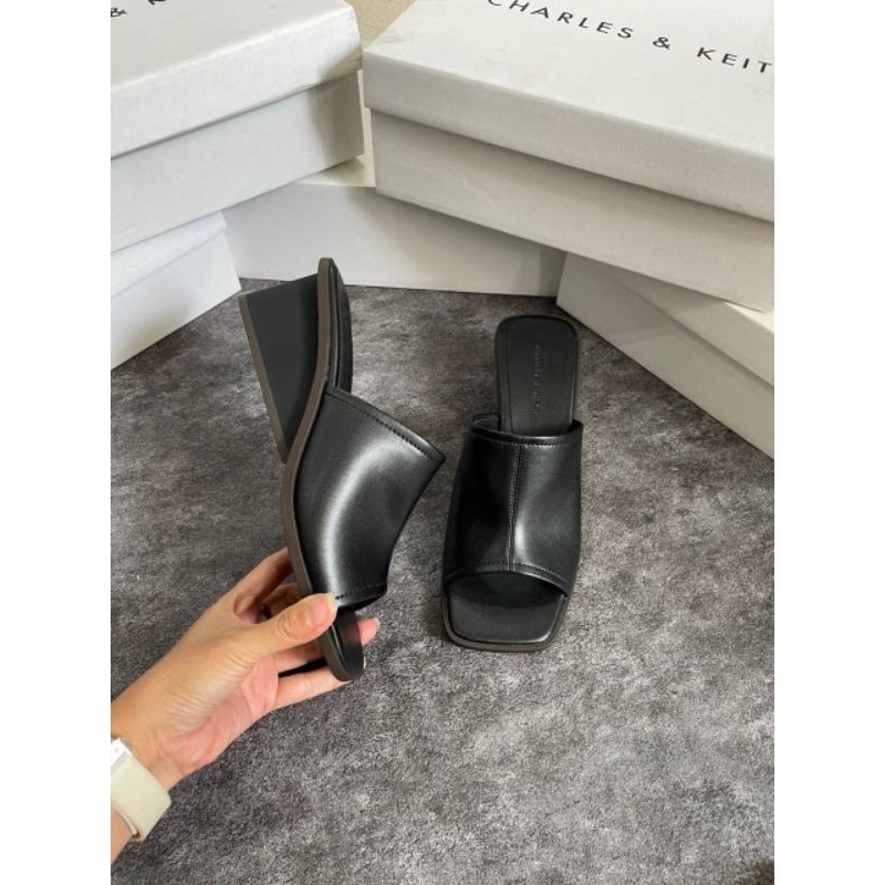 Giày mules đế xuồng hở mũi