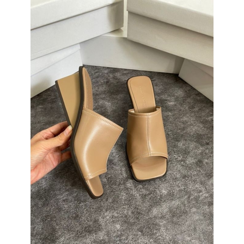 Giày mules đế xuồng hở mũi