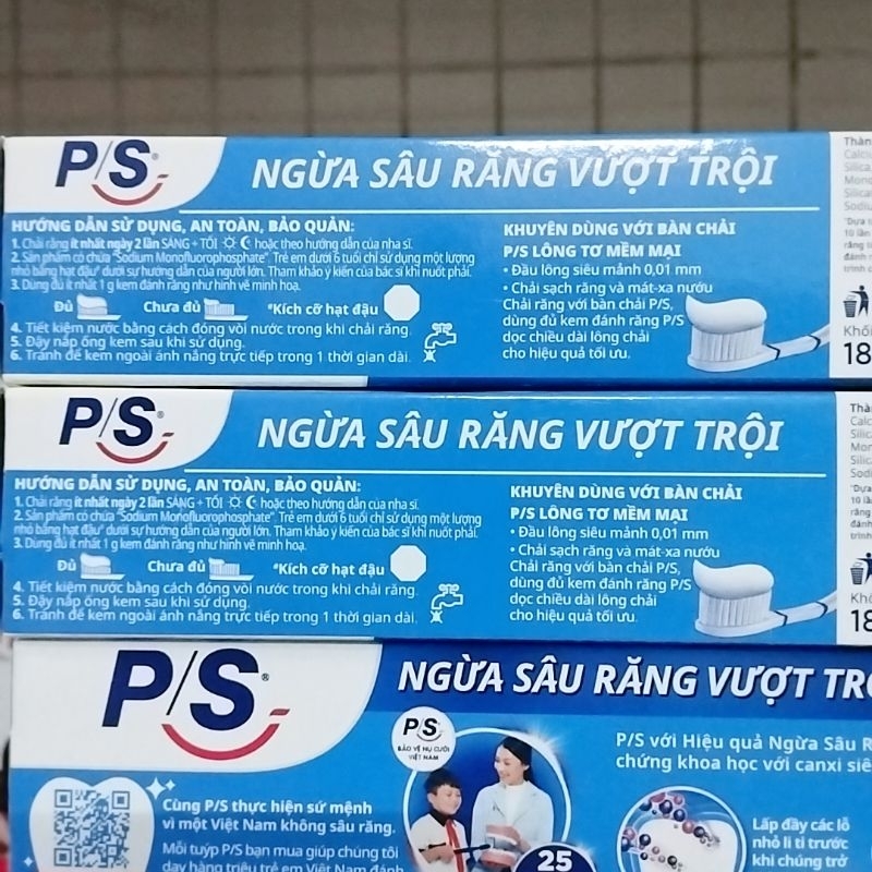 Kem đánh răng PS 180g ngừa sâu răng vượt trội.