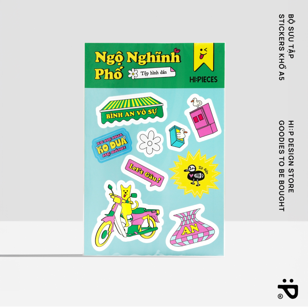 Set Sticker BST Ngộ Nghĩnh Phố HI PIECES Bộ nhãn dán A5 9 hình nhỏ