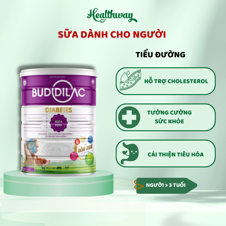 Sữa Bột Buddilac Diabetes Cho Người Tiểu Đường Hộp 400g/ 900g Ổn Định Đường Huyết Ngăn Ngừa Mỡ Máu