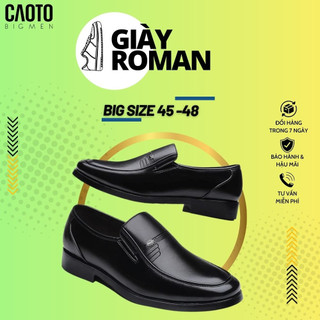 Giày tây lười roman nam da bò cao cấp màu đen big size - giày tây lười nam big size 45 46 47 48