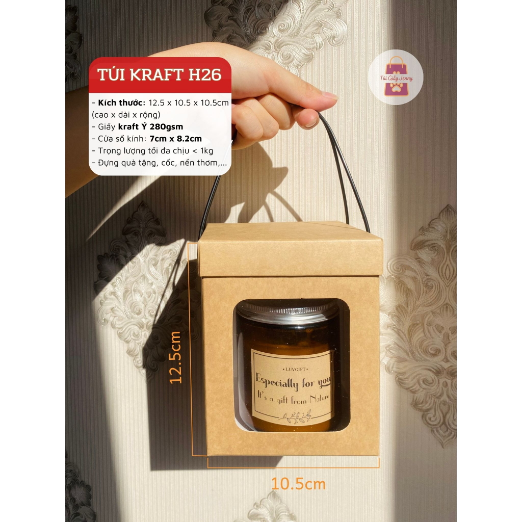 JG LẺ GIÁ SỈ - Túi Giấy Kraft Mini Đáy 8.5cm Đựng Chậu Cây, Nến Thơm, Hũ Mật Ong Nhỏ