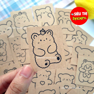 Bộ 60 sticker hình gấu đáng yêu dán trang trí, gói hàng, niêm phong hộp quà, quà tặng