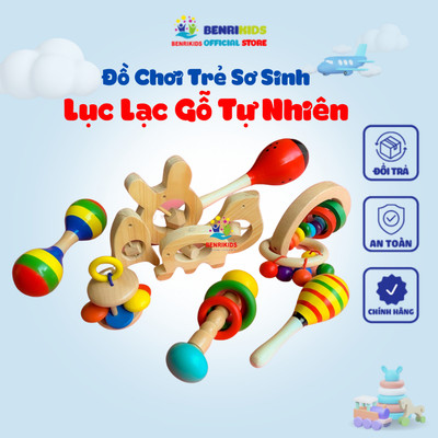 Đồ Chơi Xúc Xắc, Chuông, Lục Lạc, Trống, Đàn Bằng Gỗ Cho Bé Montessori, Nhạc Cụ Âm Nhạc Benrikids