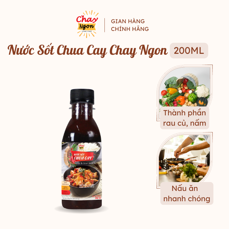Nước Sốt Chua Cay Chay Ngon Tiện Lợi Chai 200ml - Thương Hiệu Hùng Phát