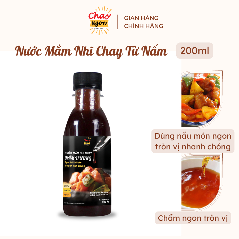 Nước Mắm Nhĩ Chay Ngon Nấm Hương Đậm Đà Chuẩn Vị Chai 200ml - Thương Hiệu Hùng Phát