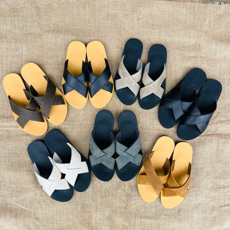 Dép Sandal Dép Quai Chéo Da Bò Thật Không Thấm Nước Phù Hợp Mọi Lứa Tuổi cheosg01