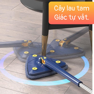 Cây lau nhà tam giác Cây lau kính lau trần xoay 360 độ đa năng tiện dụng tự vắt