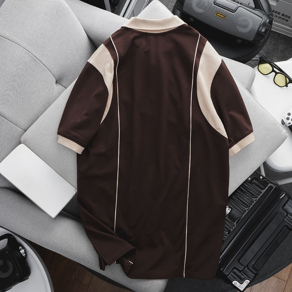 Áo thun polo phối màu viền sọc thời trang bigsize nam cỡ đại 140kg