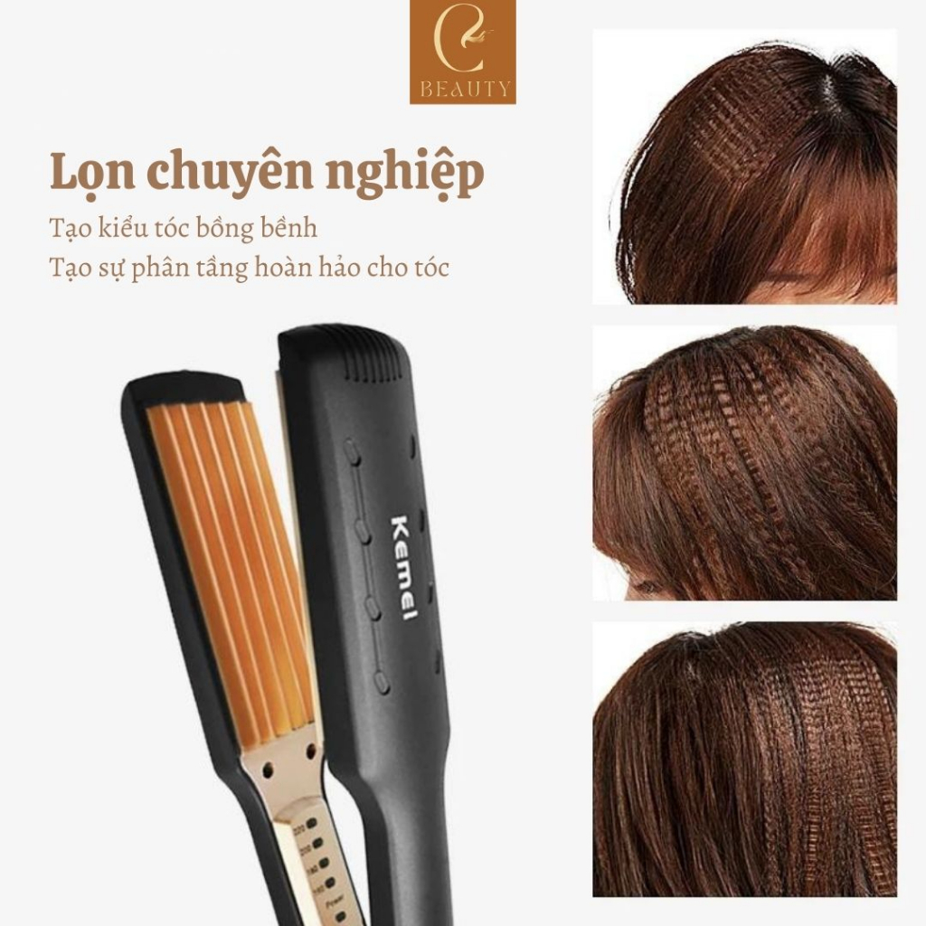 Máy bấm phồng chân tóc Kemei KM-322, máy dập phồng chân tóc chính hãng, máy dập xù giúp tóc phồng tự nhiên giữ nếp lâu