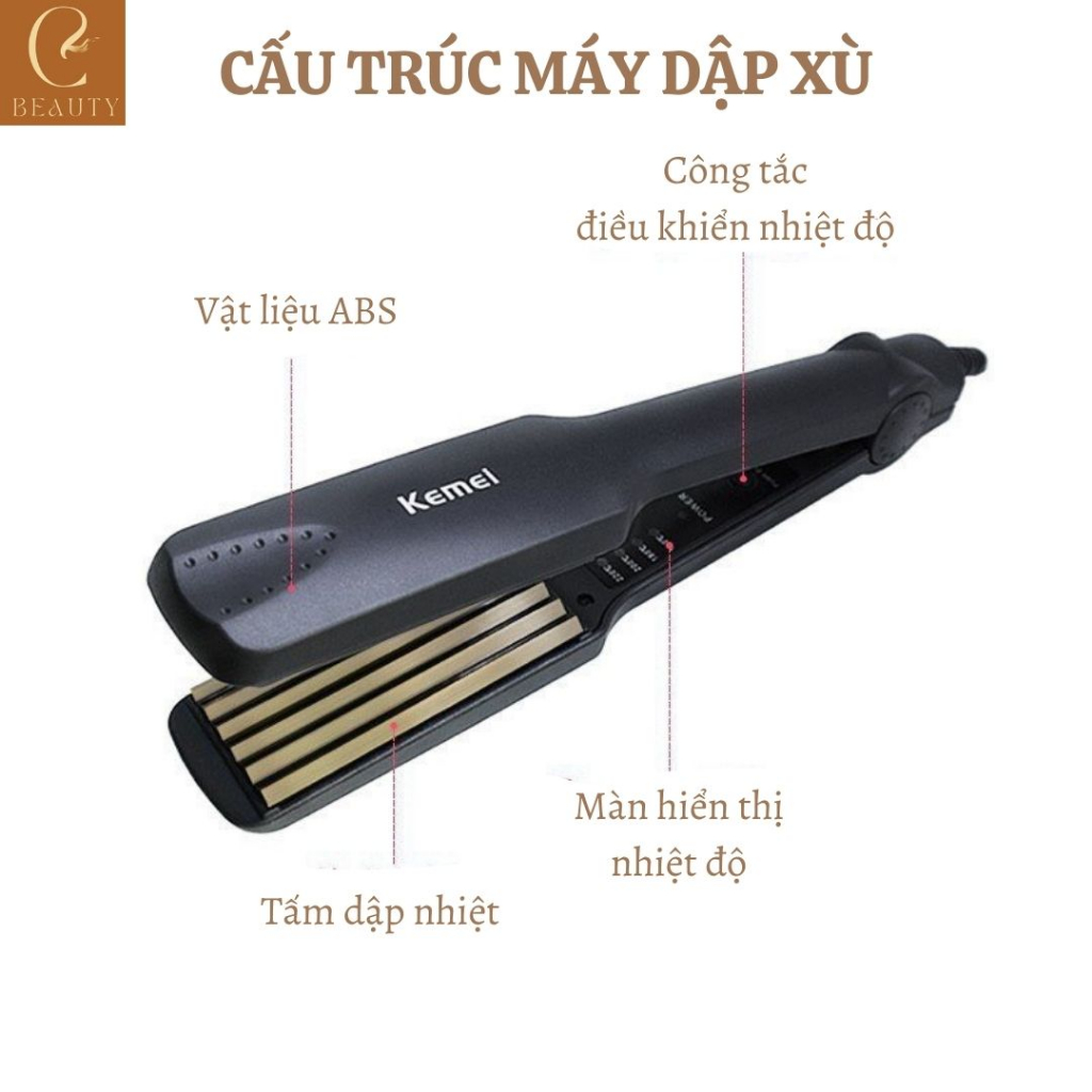 Máy dập xù Kemei KM-322, Máy làm phồng chân tóc 4 chế độ nhiệt giúp chống hư tổn, không gây hại đến tóc, máy dập xù mini