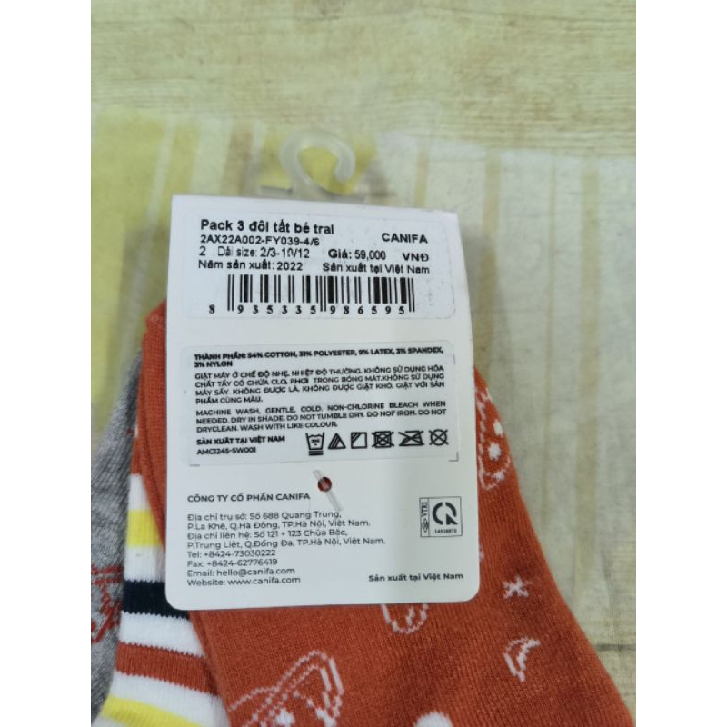 Pack 3 đôi tất bé trai Canifa