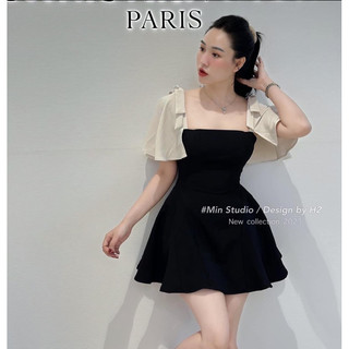 Váy đen phối tay bồng tiểu thư
