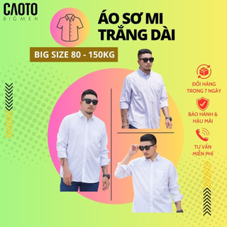 Áo Sơ Mi Nam Big Size Màu Trắng Form To Tay Dài - Áo Sơ Mi Nam Big Size 2XL 3XL 4XL 5Xl 6XL 7XL 8XL