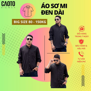 Áo sơ mi nam big size màu đen form to tay dài - áo sơ mi nam big size 2xl 3xl 4xl 5xl 6xl 7xl 8xl
