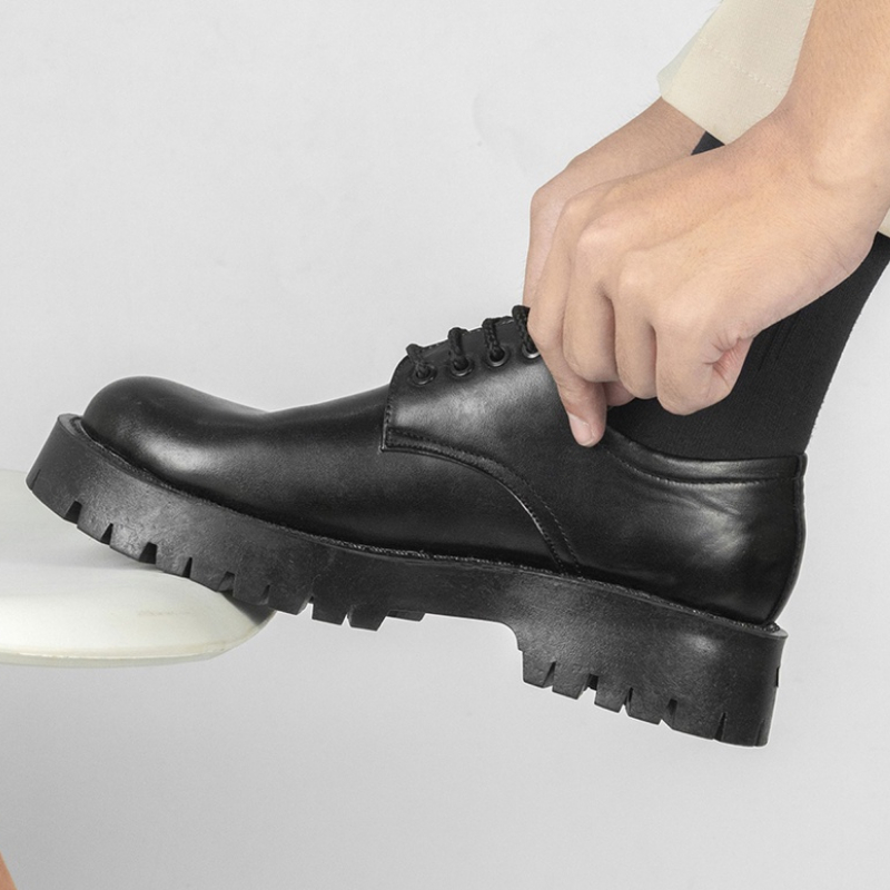 Giày đốc nam ASHE form chunky derby, làm từ da bò, tăng chiều cao 5cm