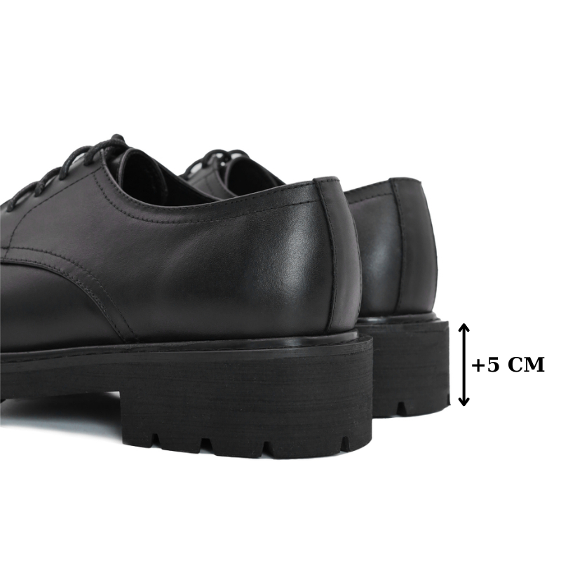 Giày đốc nam ASHE form chunky derby, làm từ da bò, tăng chiều cao 5cm