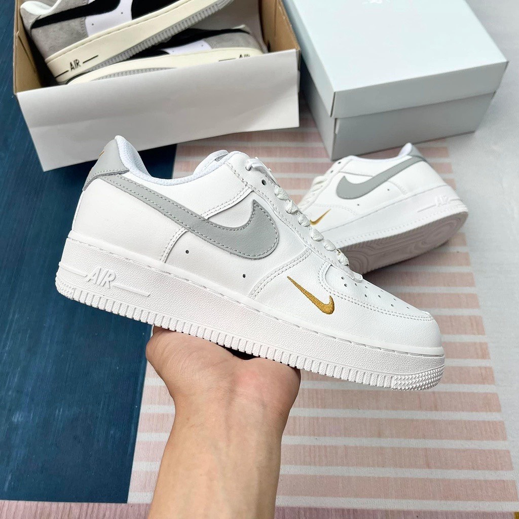 🔥BIG SALE🔥 Giày thể thao nike_AF1 trắng vệt nâu, Giày sneaker af1 just do it vạch đen móc xám mũi đen