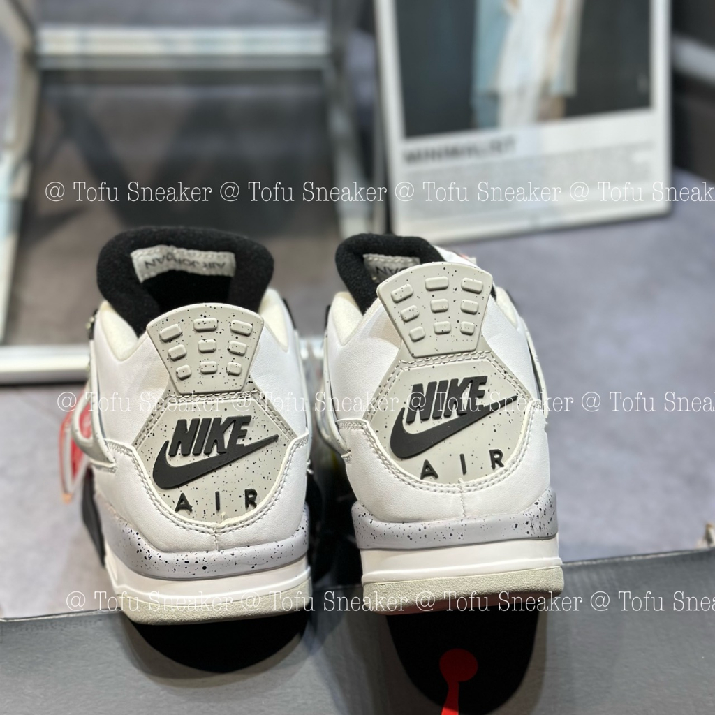 Giày thể thao JD4 Retro White Cement trắng đen, JD4 trắng lưỡi đen.