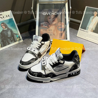 Giày Thể Thao Nam Louis Vuitton LV Trainer Sneaker 1A9ZI6 Màu Trắng Đen Quai dán