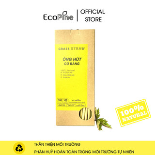 Hộp 100 ống hút cỏ bàng ecopine dài 20cm