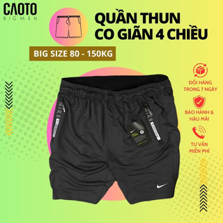 Quần Đùi Nam, Thun Co Dãn 4 Chiều, Đen Size Lớn - Quần Nam Big Size XL 2XL 3XL 4XL 5XL