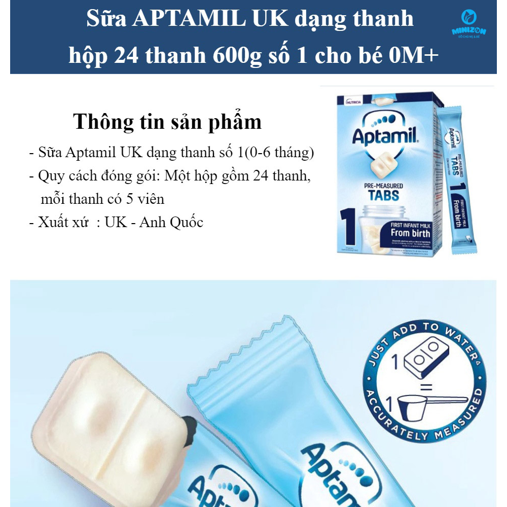 Sữa Aptamil UK Dạng Thanh Cho Bé hộp 23g x 24 thanh - Beehouse
