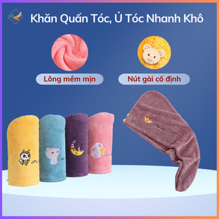 Khăn quấn tóc, ủ tóc nhanh khô lông san hô mềm mại thấm hút tốt đa năng tiện lợi