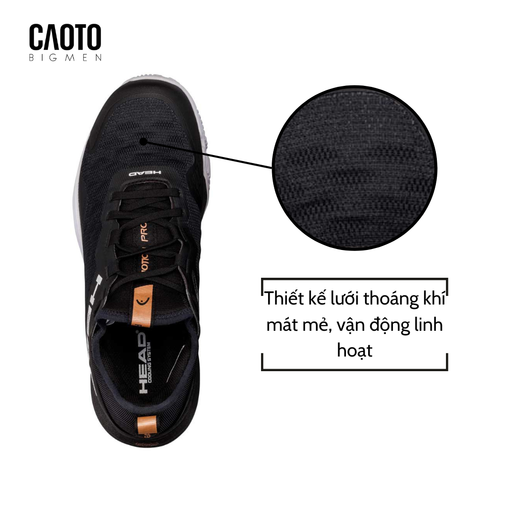 Giày Tennis Thể Thao Head Motion Pro Màu Đen Big Size - Giày Tennis Thể Thao Nam Big Size 45 46 47 48