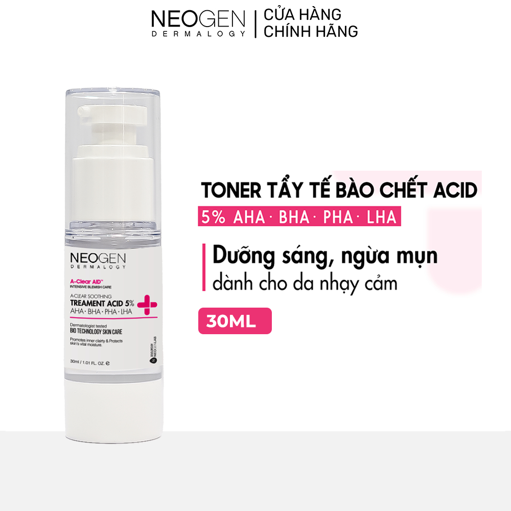 Toner Tẩy Tế Bào Chết 5% PHA - AHA - LHA - BHA Dưỡng Sáng Ngừa Mụn Neogen Dermalogy Treatment Acid 30ml