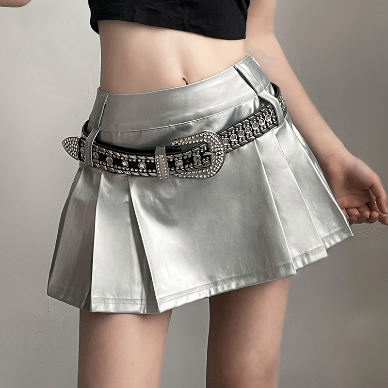 Chân váy da ngắn Có lót quần trong Dáng ôm body sexy Váy da ngắn Lưng cao Form ôm Đi quẩy